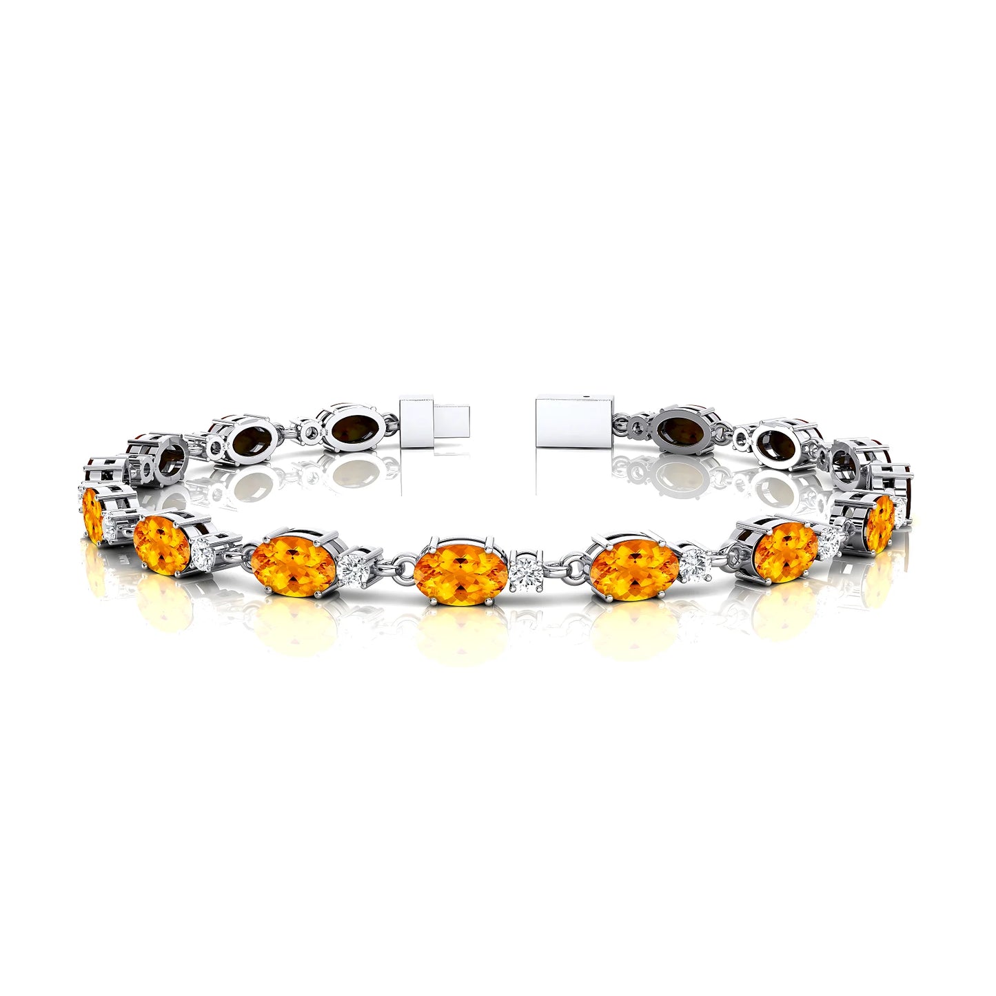 14k Solid Gold Natural Yellow Citrine With Diamond Tennis Bracelet Trendy 2025 Handmade Latest Tennis Bracelet Valentine's Gift