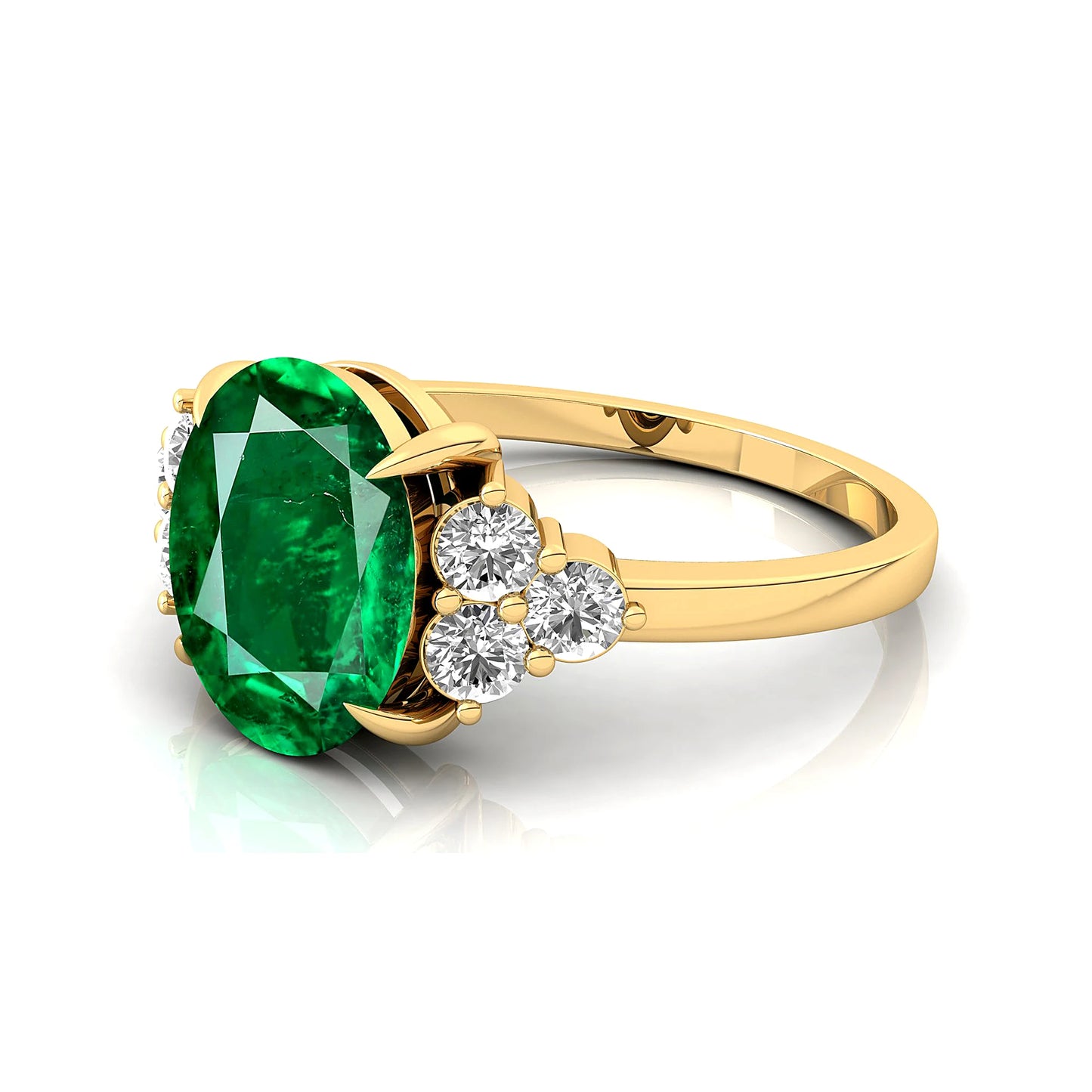 Lab Grown Emerald Gemstone & Diamonds Wedding Engagement Ring0 Antique Design Top Quality 18k Gold Luxury Cluster Rings Party