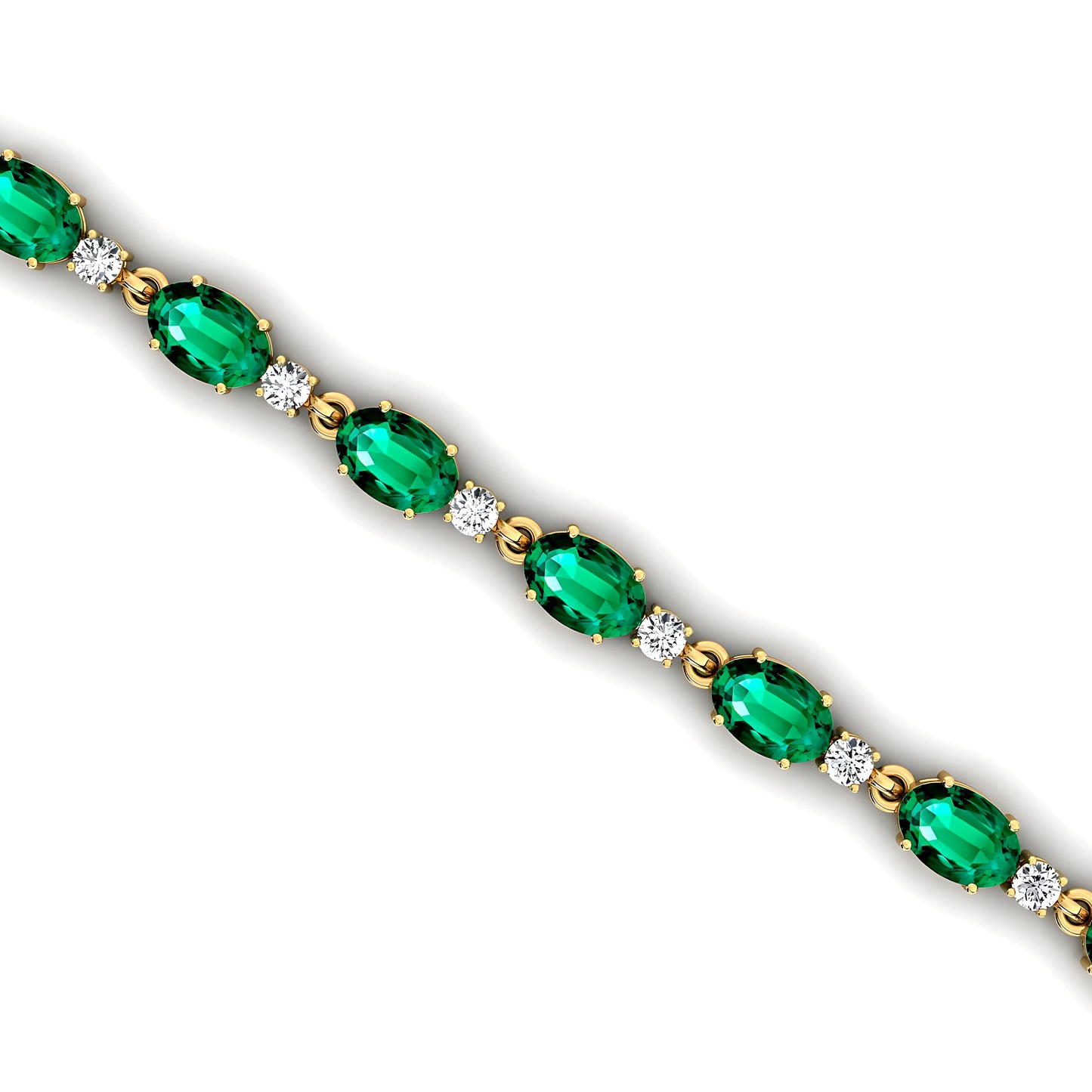 Elegant Luxurious 14k Pure Gold Dazzling Green Emerald Tennis Bracelet 2025 Trendy Design Oval Emerald & Diamond Tennis Bracelet