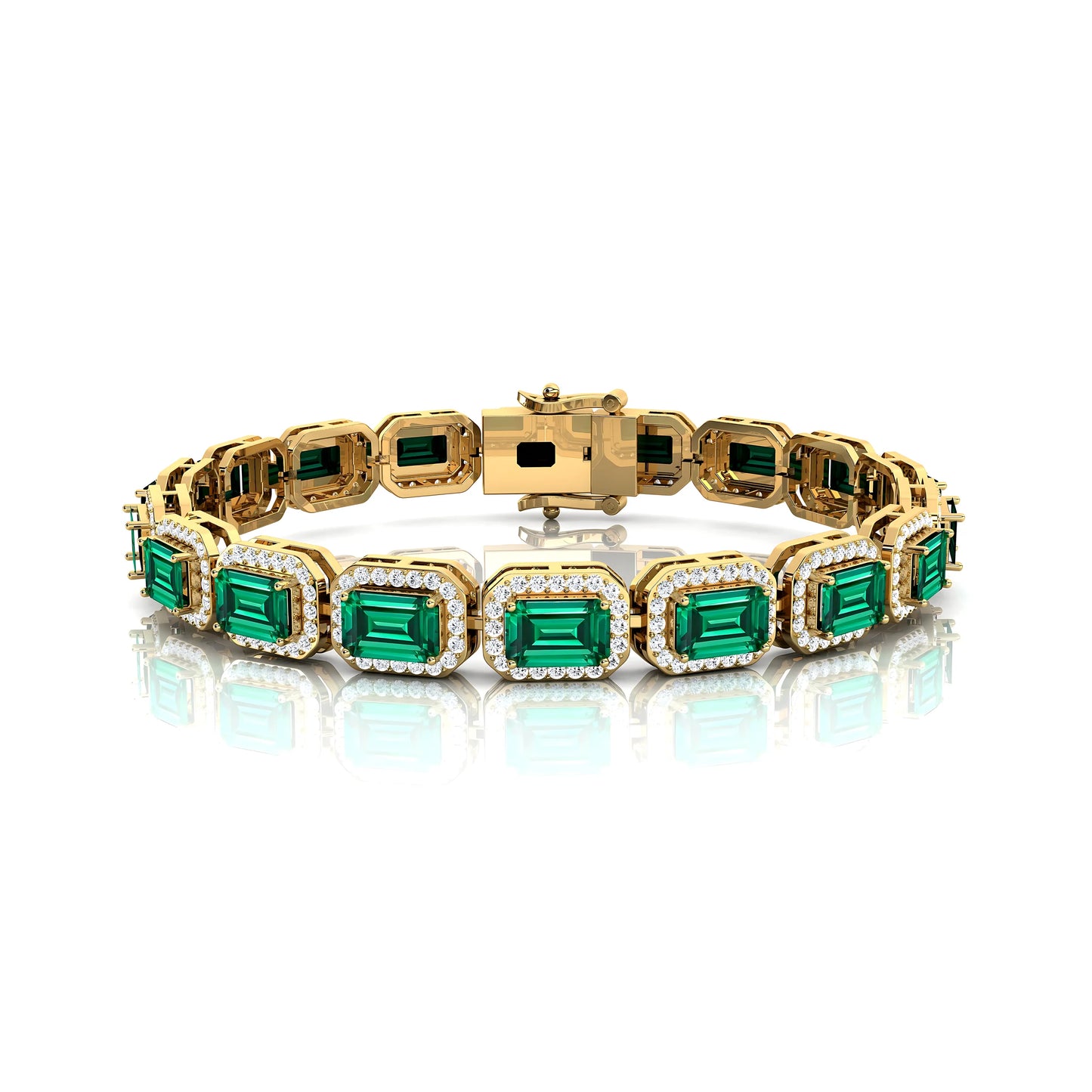 Natural Emerald Gemstone & Real Diamond Studded Luxury Handmade Tennis Bracelet 14k Pure Gold Prong Set Emerald Tennis Bracelets