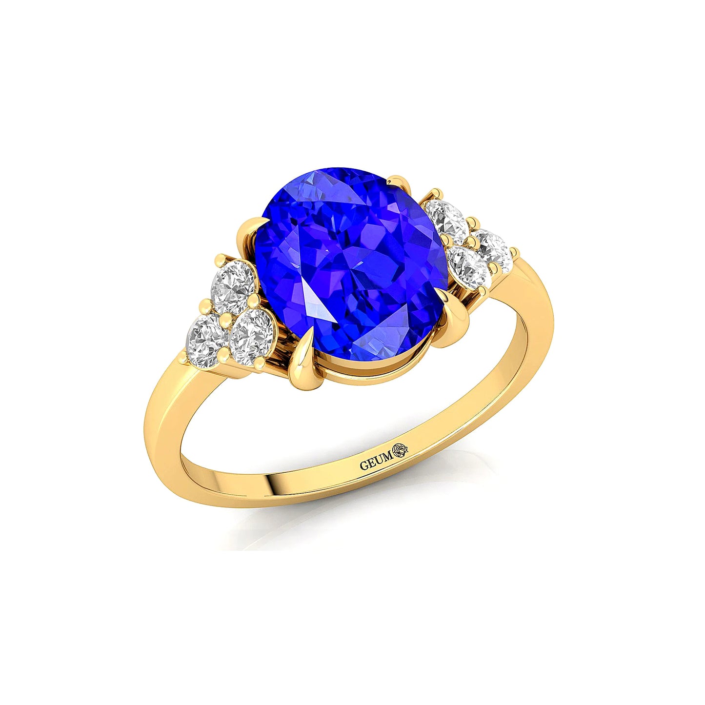 New Arrival Classic Minimalist Oval Shaped Natural Tanzanite Gemstone Real Diamond Halo Solitaire Wedding Rings 14k Solid Gold