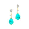 18k Solid Gold Lab Grown Paraiba Tourmaline Gemstone Real Certified Diamonds Rhodium Plated Luxurious Cute Tear Drop Earrings