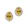 Fine Jewelry Lab Grown Yellow Sapphire Gemstone Diamonds Solitaire Ear Studs 14K Solid Gold Cute Minimalist Gold Stud Earrings