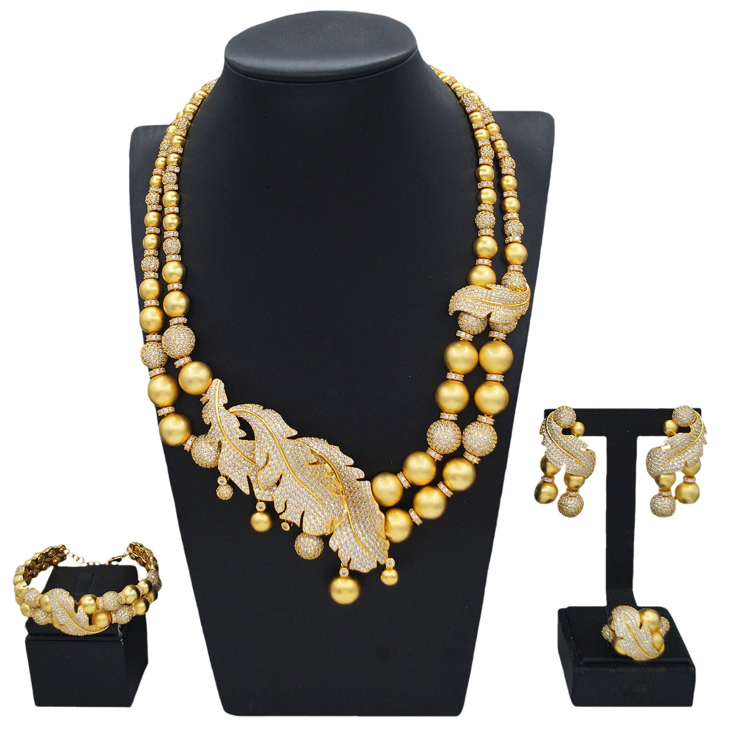 Zhuerrui New Design Sense Jewelry Set American High-end Diamond Series Ladies Classic Inheritance Wedding Four SetsHZ24020228