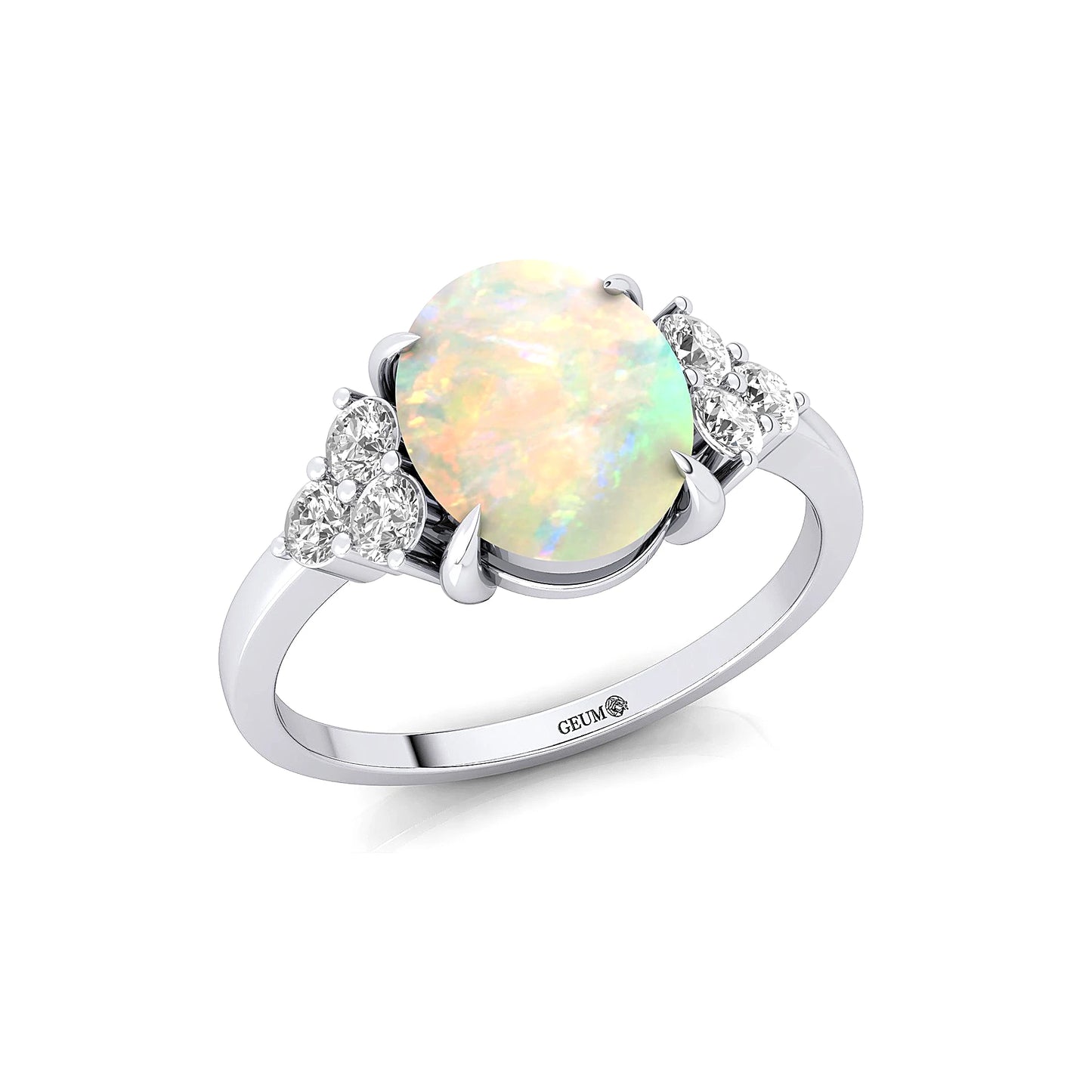 Handmade Customized 14K Pure Gold Natural Diamond Ethiopian Opal Gemstone Classic Wedding Luxury Bridal Rings