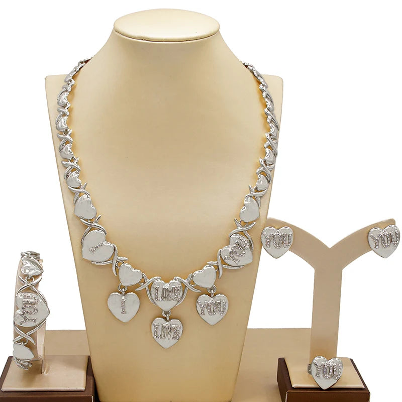 Zhuerrui Changeable Artificial Elegant Costume Bridal Beautiful Jewelry Sets I Love You Hug and Kiss Xoxo Jewelry Set X0059