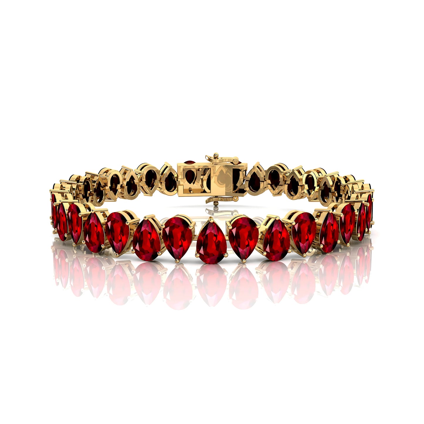 14K Gold 6*4 Pear Cut Ruby Precious Gemstone Tennis Bracelet Handmade Engagement Wedding Gift Geometric Luxury Tennis Bracelets