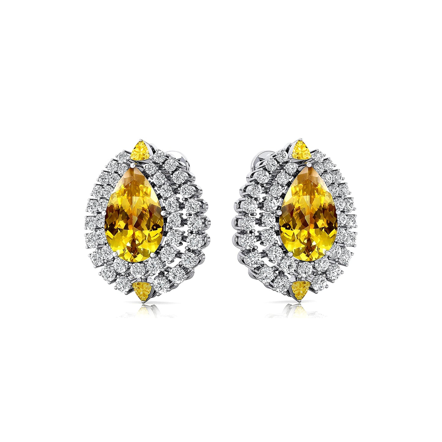 Fine Jewelry Lab Grown Yellow Sapphire Gemstone Diamonds Solitaire Ear Studs 14K Solid Gold Cute Minimalist Gold Stud Earrings