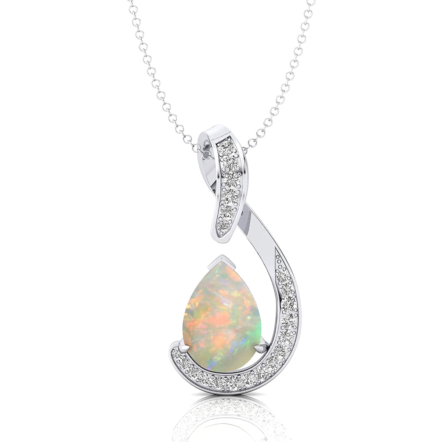 18Kt Solid Gold Pear Shape Natural Ethiopian Opal Gemstone Designer Charm's Pendant Real White Diamonds OEM ODM Wholesale