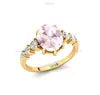 Luxurious 14k Solid Gold Cluster Rings Adorned Natural Morganite Gemstone 0.5ct Accent Diamond Pave Setting Unisex Ring