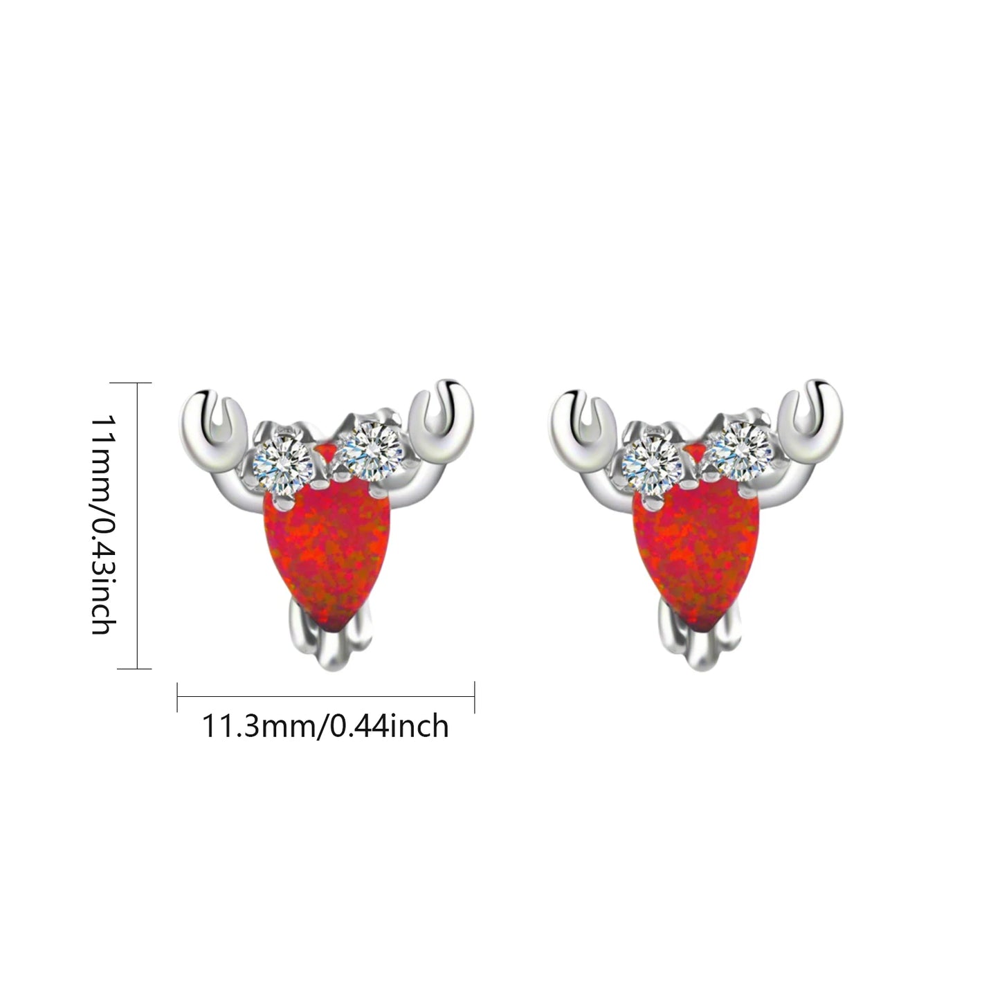 Aobao Women's Silver Plated Brass Stud Bohemian Style Opal Animal Shape Earrings