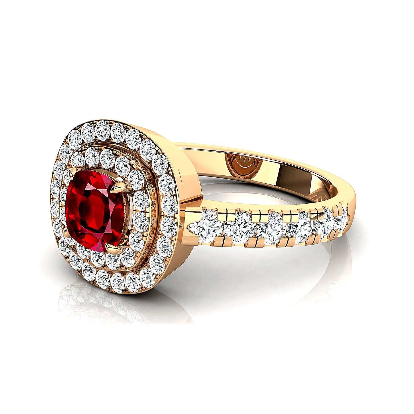 14k Solid Gold Rings Jewelry Rhodium Plated Lab Grown Ruby Gemstone and Real White Diamonds Classic Wedding Ring Fine Jewelry