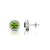 Pure 18k Solid Gold Solitaire Stud Earrings Cute Natural Peridot Gemstone & IGI Certified White Diamond Halo Wedding Earrings