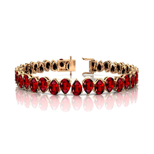 14K Gold 6*4 Pear Cut Ruby Precious Gemstone Tennis Bracelet Handmade Engagement Wedding Gift Geometric Luxury Tennis Bracelets