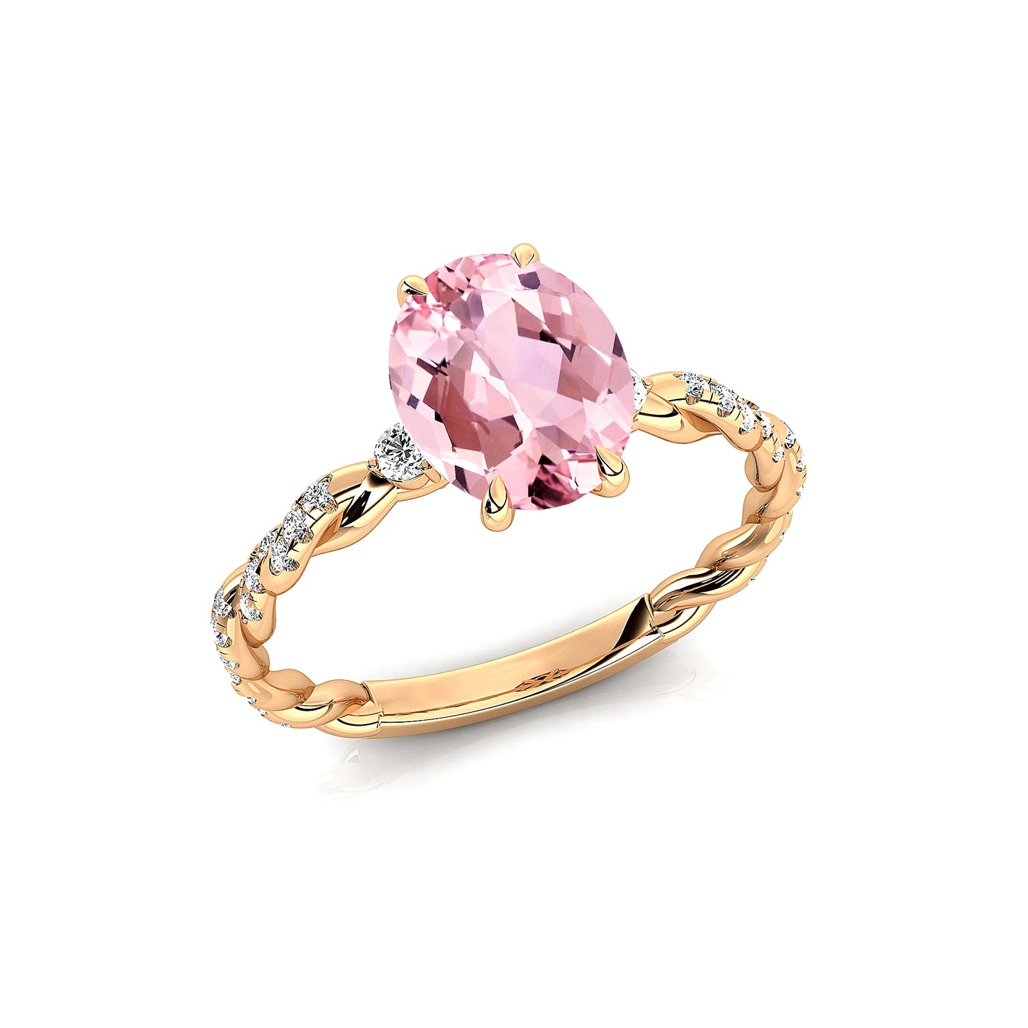 Genuine Morganite Gemstone Real Diamonds Halo Style Solitaire Rings Rhodium 18k Solid Rose White Yellow Gold Jewelry for Party
