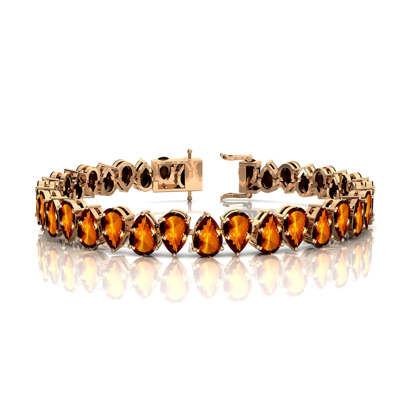 Natural Pear Cut Citrine Gemstone Tennis Bracelet Ready To Ship 14K Pure Gold Fine Jewelry Handmade Tennis Bracelet Wholesale