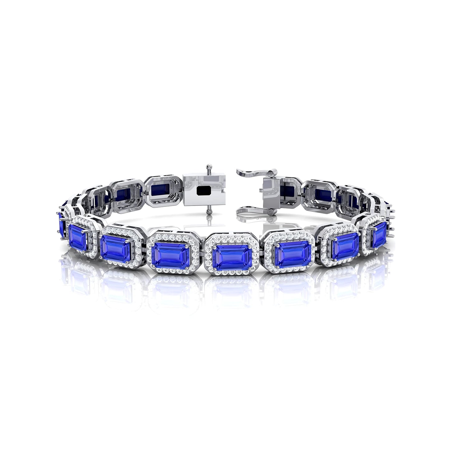Handmade Natural Tanzanite & diamond Tennis Bracelet Elegant Design 14K Pure Gold Fine Jewelry Tennis Bracelet Anniversary Gift