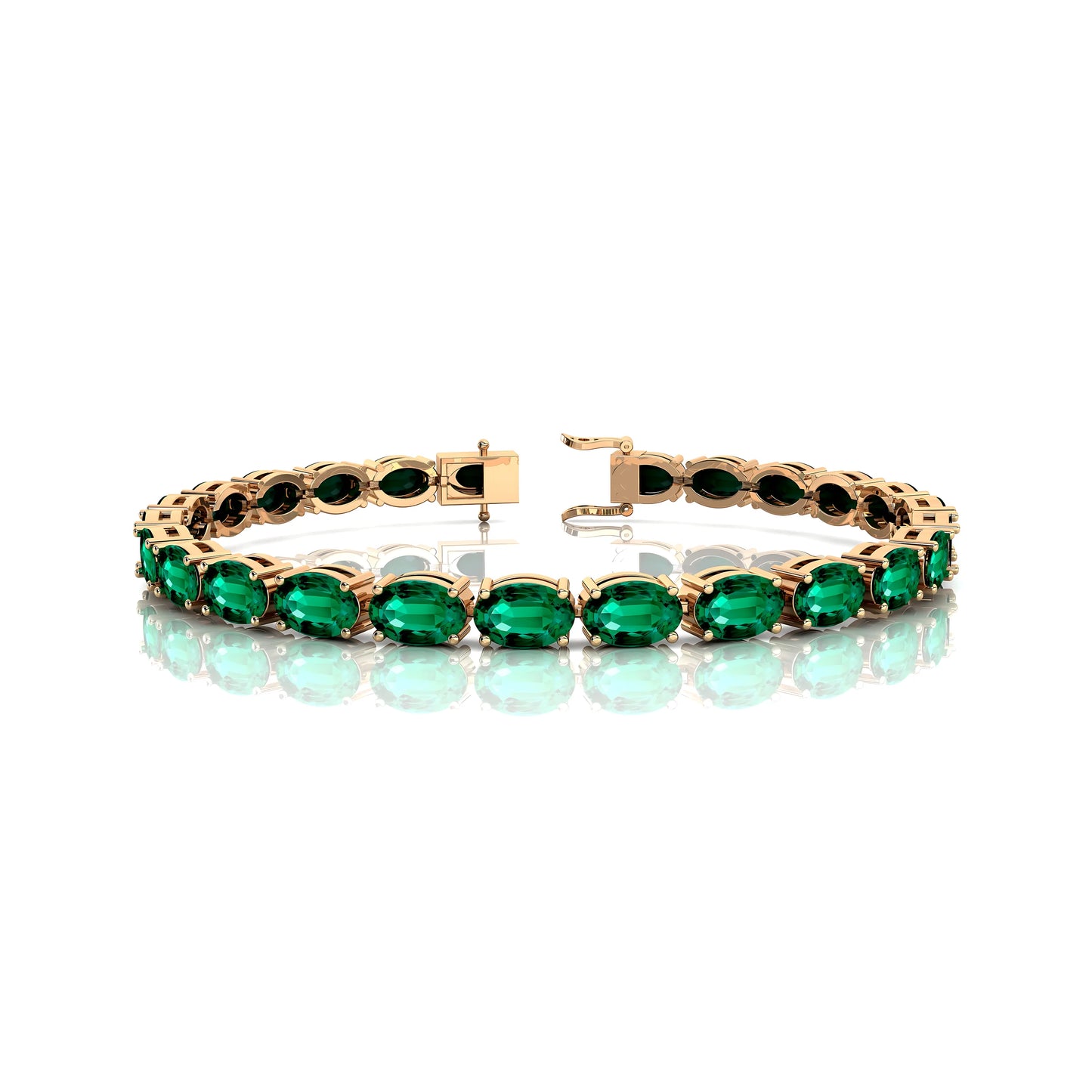 6-7.5 Inches Customized Fine Jewelry Luxury 14K Gold Green Emerald Tennis Bracelets Oval Cut Precious Emerald Women Bracelets