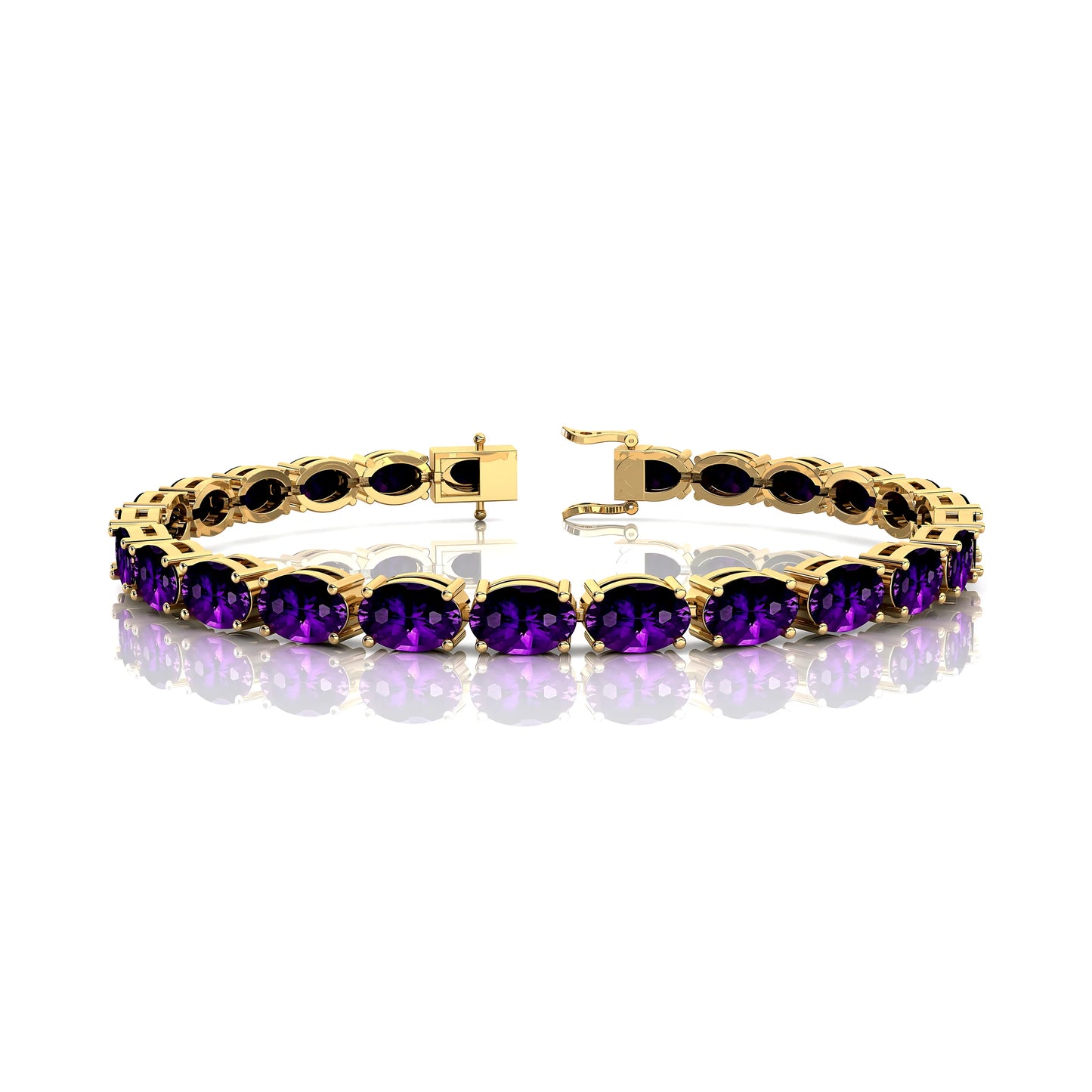 High Quality Oval Shape Purple Amethyst Tennis Bracelet for Women Light Weight Luxury Design Natural Gemstone Tennis Bracelets
