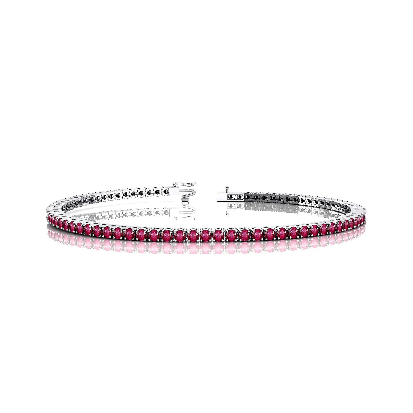 14K Gold Classic Tennis Bracelet Natural Pink Sapphire Cut Gemstone 2.00 Ctw Customized Size for Wedding Party Gift-Direct