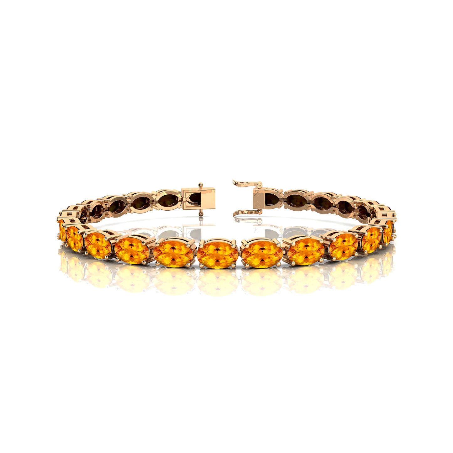 Best Selling 14K Gold Tennis Bracelet with Natural Oval Yellow Citrine Gemstone Classic Style Wedding Party Tennis Bracelet