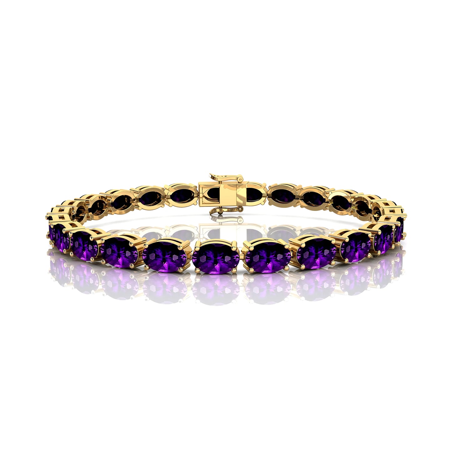 High Quality Oval Shape Purple Amethyst Tennis Bracelet for Women Light Weight Luxury Design Natural Gemstone Tennis Bracelets