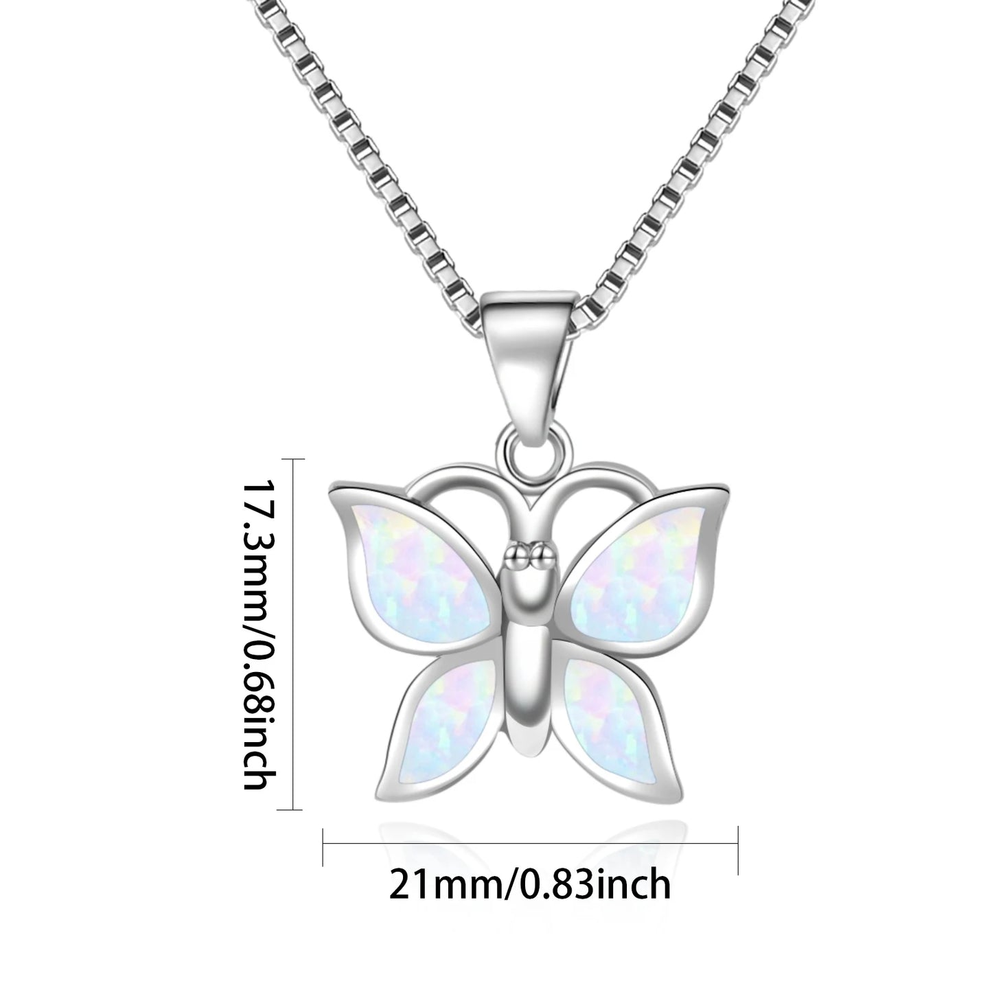 Aobao Copper Opal Pendant Necklace-Blue Fire Opal Inlaid Butterfly Design Link Chain | Coastal Nature Jewelry Bulk Gifts