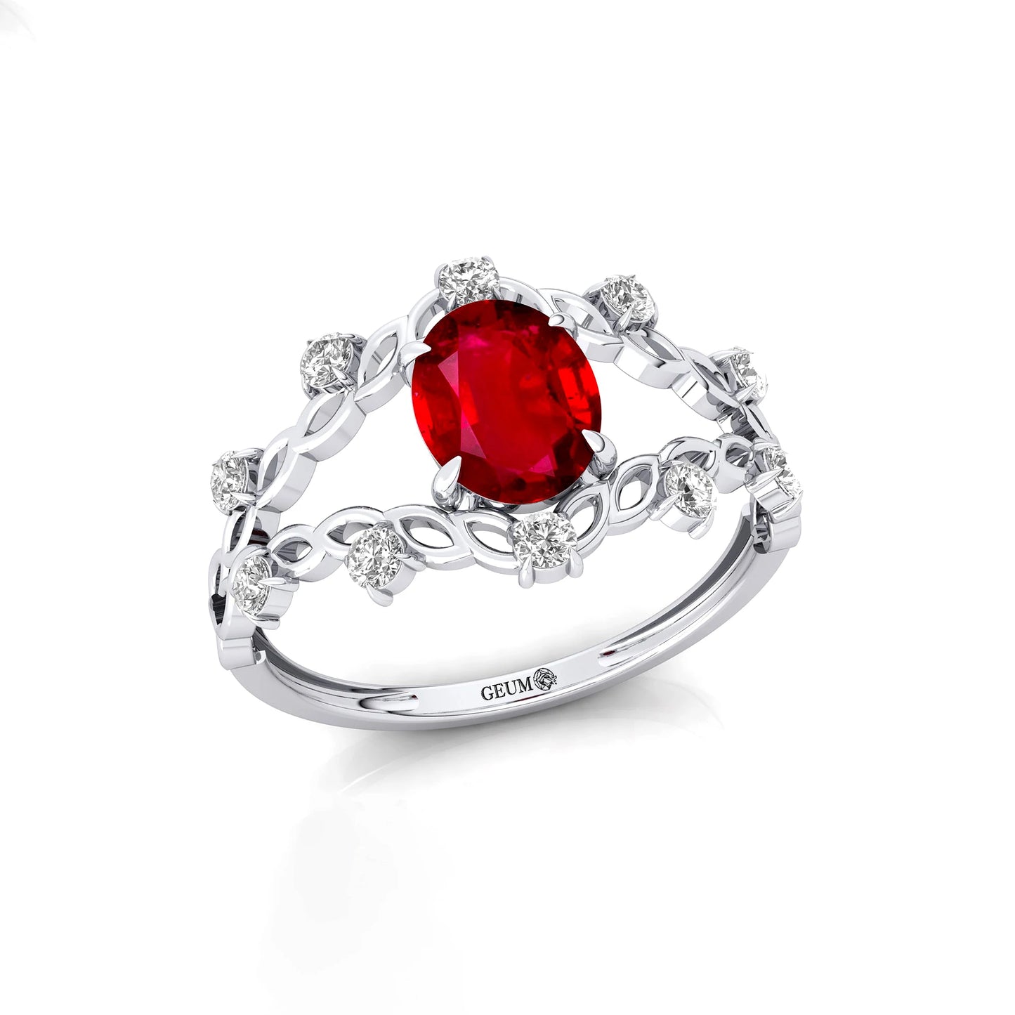 14k Gold Oval Cut Lab Grown Ruby & Real Diamond Statement Rings Luxurious Fine Jewelry Birthstone Unique Boho Design Gold Ring