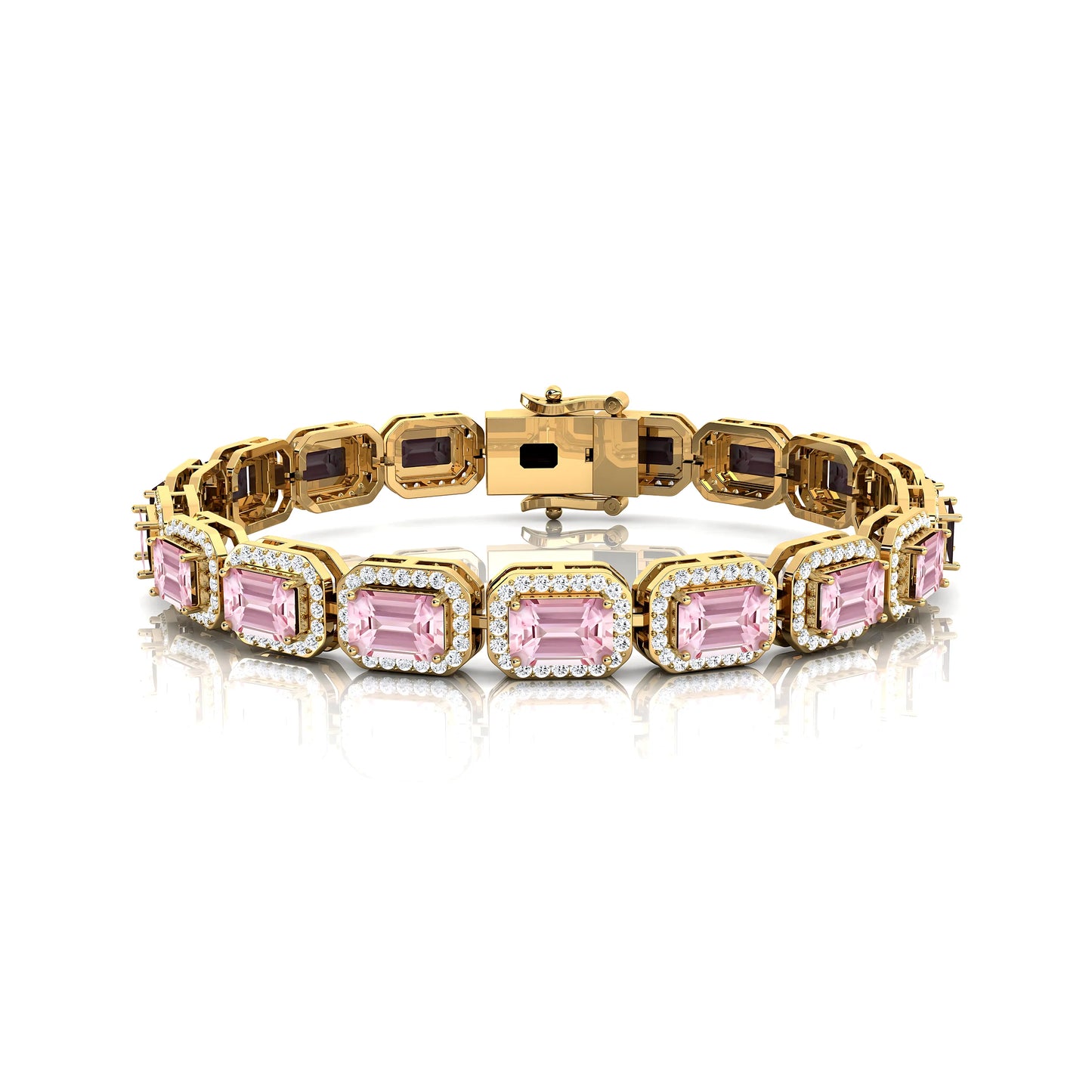 Real 10K 14K 18K Pure Gold Real Diamond & Pink Morganite Tennis Bracelet for Women Elegant 2025 Bridal Engagement Fine Jewelry