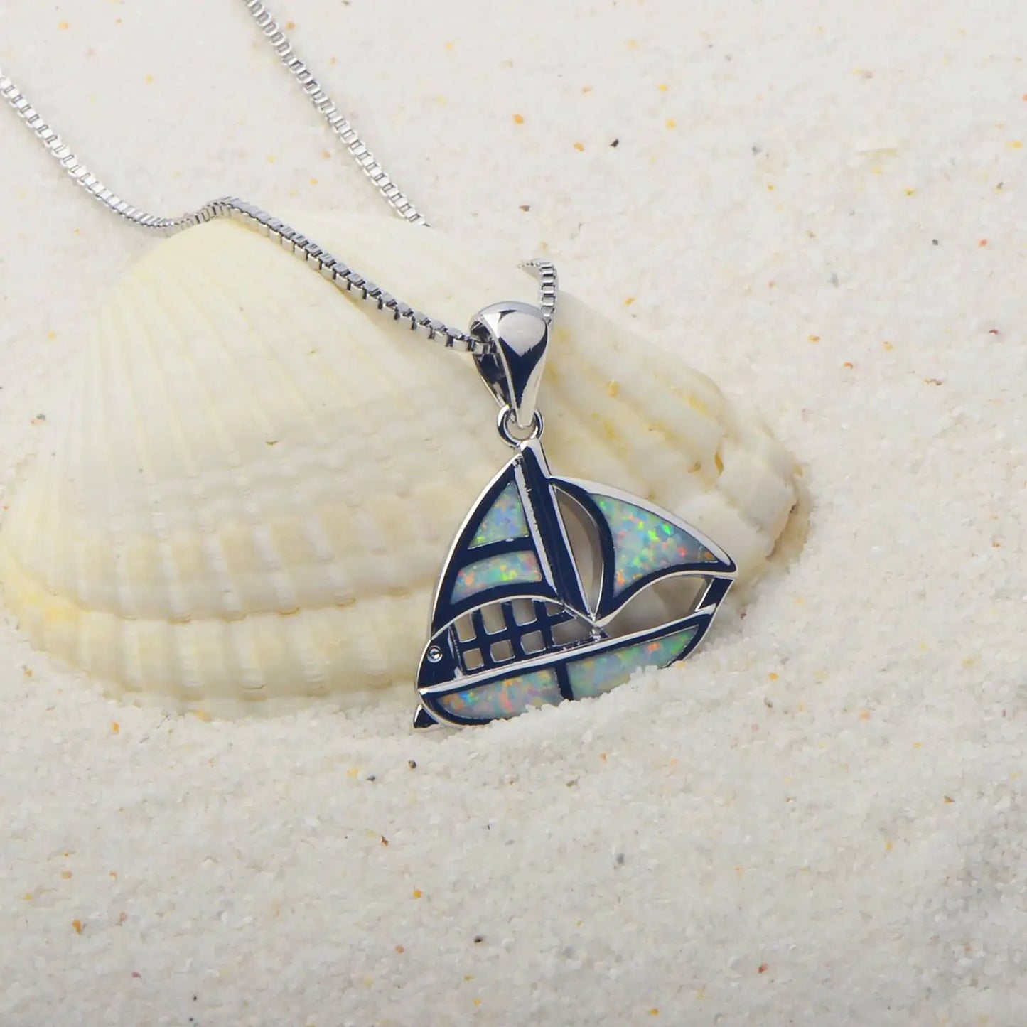 Aobao Silver Plated Copper Alloy Opal Minimalist Geometric Necklace