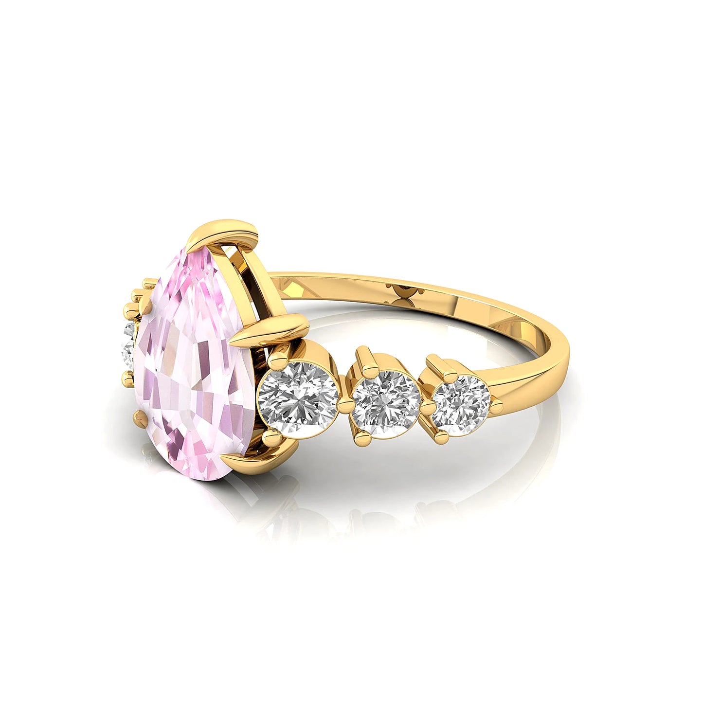 Natural June Birthstone Precious Morganite Gemstone Cluster Rings 14k Solid Gold Natural Certified Diamond Classic Party Jewelry