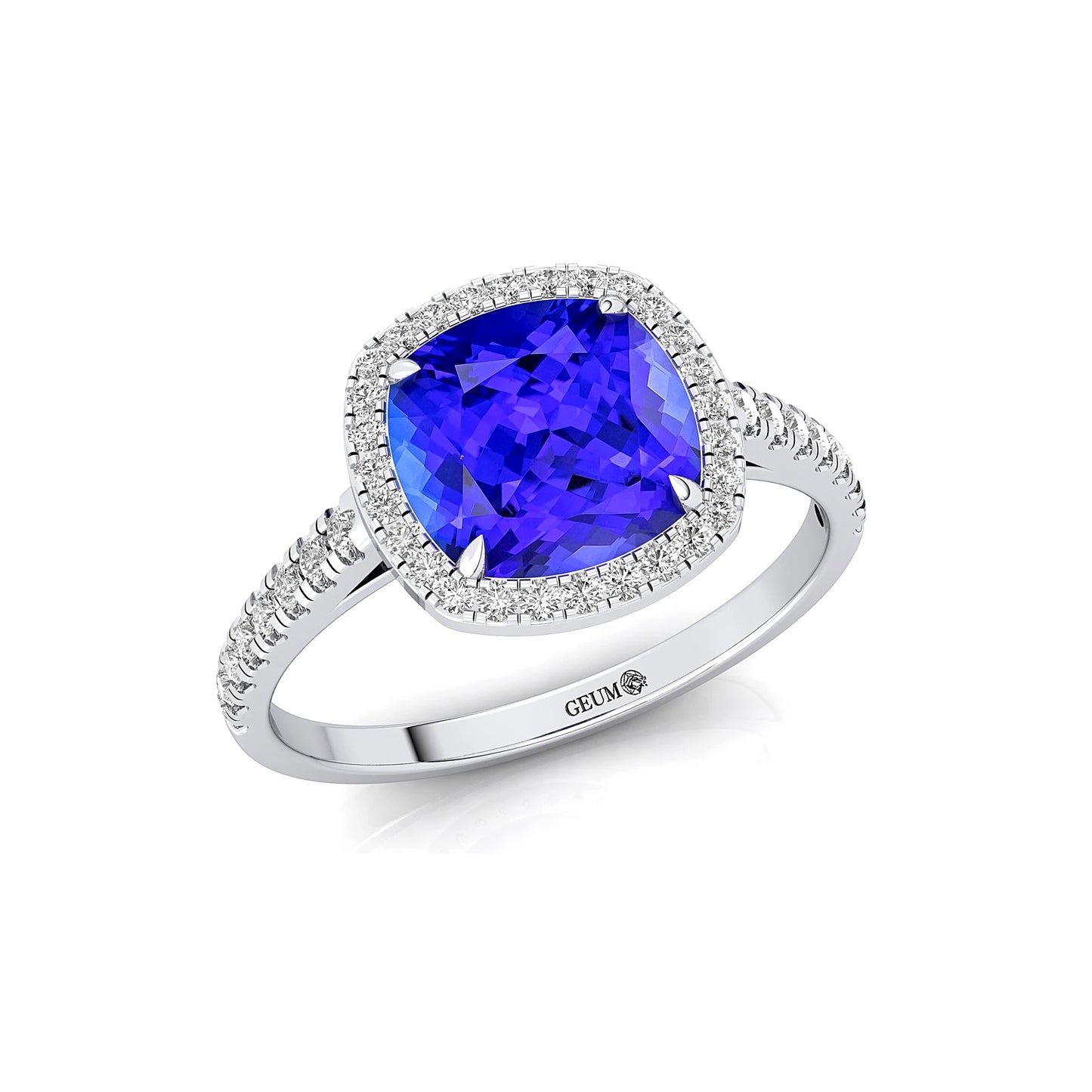 Solid Gold Classic Natural Tanzanite & Real Diamond Birthstone Anniversary Wedding Engagement Ring Gift for Mother Party