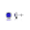 18k Solid Gold Cute Natural Tanzanite Gemstone Real Diamonds Luxurious Birthstone Halo Studs Earrings For Wedding Gift For Her
