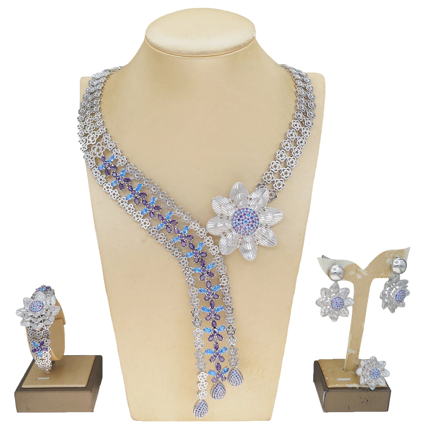 Zhuerrui New Design Sense Jewelry Set American High-end Diamond Series Ladies Classic Inheritance Wedding Four SetsHZ24742182