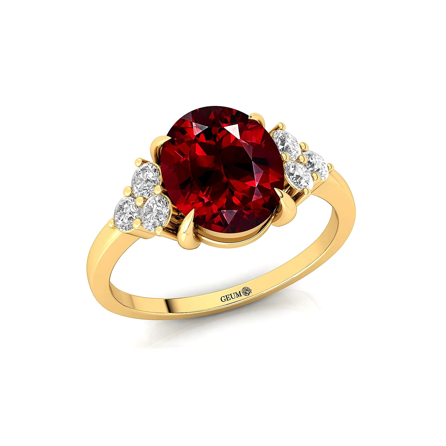 100% Natural Precious Garnet Gemstone Real Diamond Cluster Classic 18k Solid Gold Rings Fine Jewelry Wholesale OEM