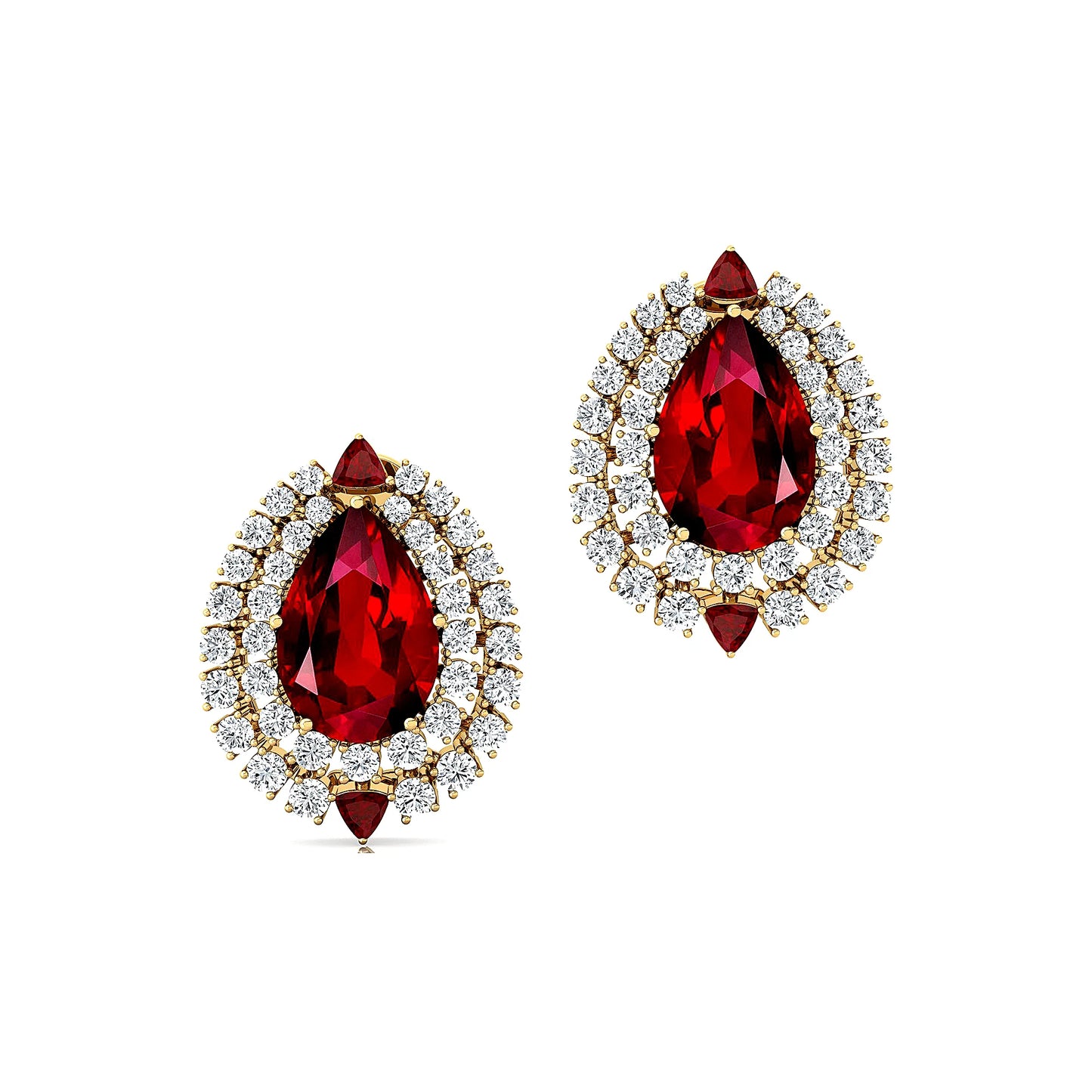 18k Solid Gold Cute Minimalist Halo Stud Earrings Lab Grown Ruby Gemstone Real Diamonds Fine Birthstone Earrings Gift For Wife