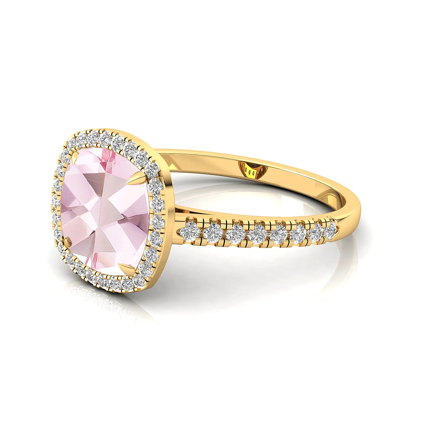 Pink Morganite 14K White Rose Gold Wedding Engagement Ring 7mm Cushion Cut Ring OEM ODM Party Handmade Jewelry