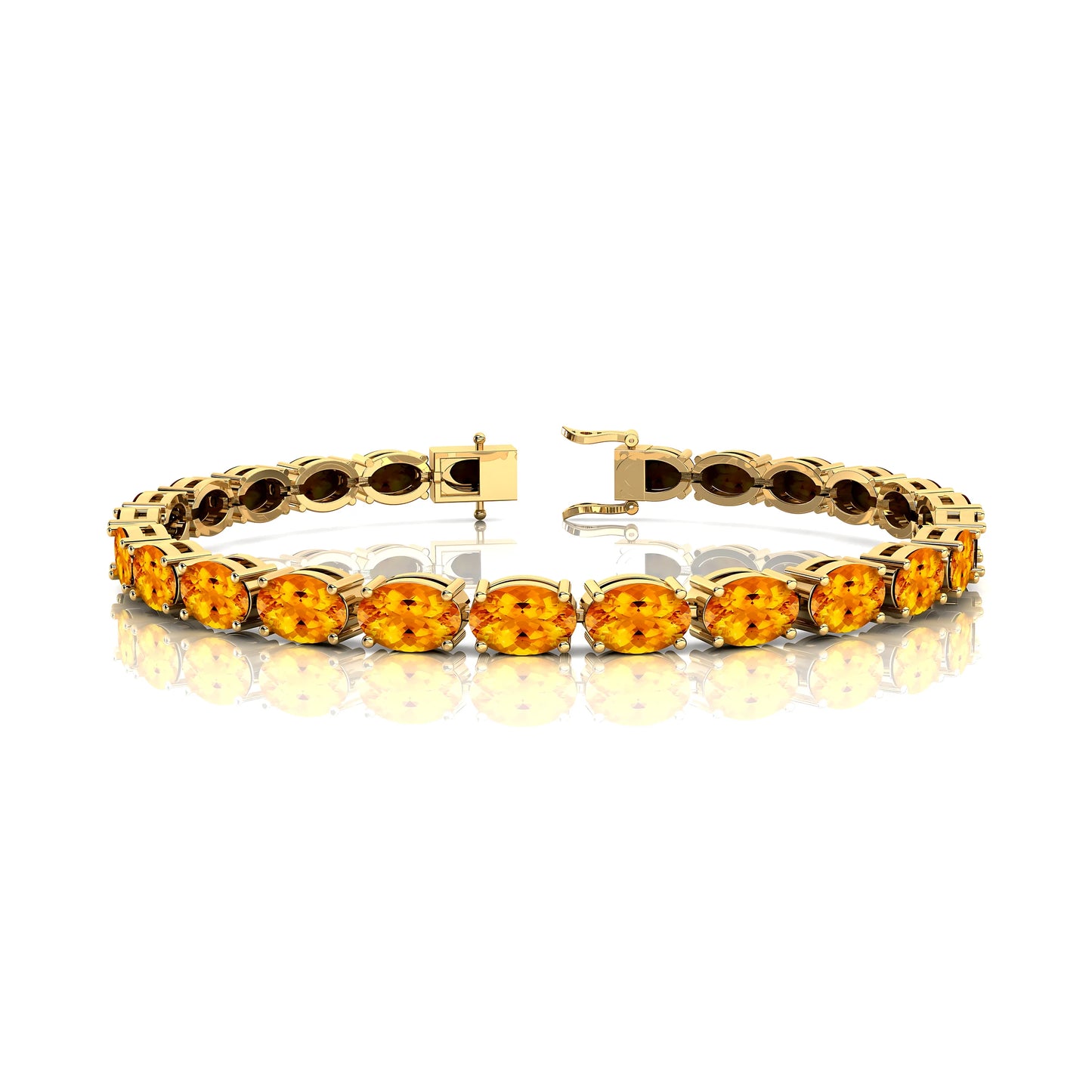 Best Selling 14K Gold Tennis Bracelet with Natural Oval Yellow Citrine Gemstone Classic Style Wedding Party Tennis Bracelet