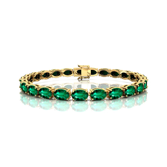6-7.5 Inches Customized Fine Jewelry Luxury 14K Gold Green Emerald Tennis Bracelets Oval Cut Precious Emerald Women Bracelets