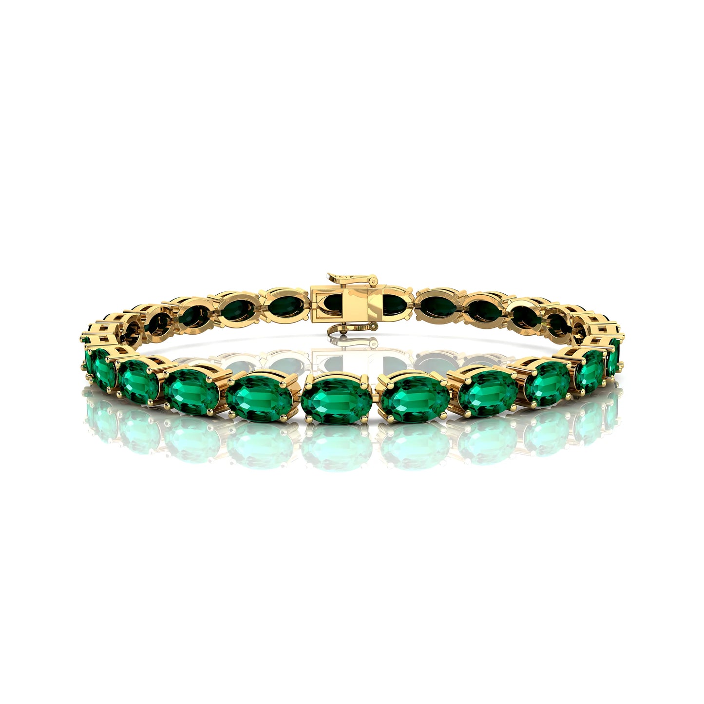 6-7.5 Inches Customized Fine Jewelry Luxury 14K Gold Green Emerald Tennis Bracelets Oval Cut Precious Emerald Women Bracelets