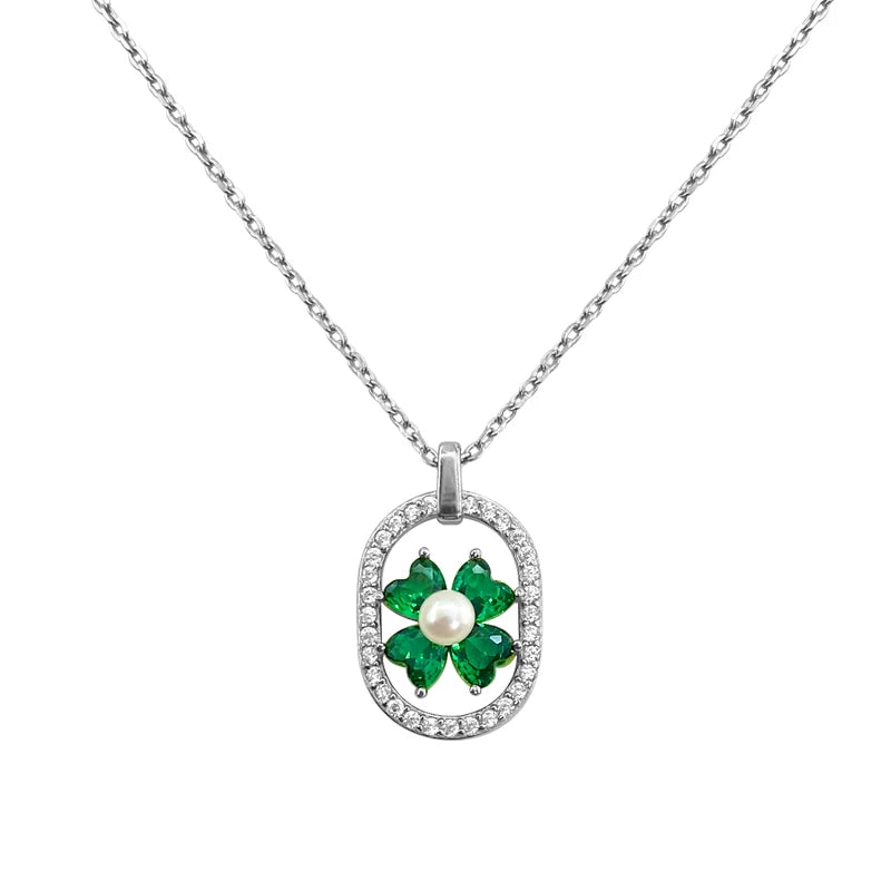 ArtistA Yinshiqi 925 Silver Jewelry Set for Women 18K Gold Plated Flower Green Zircon Hoop Earrings Necklace Bracelet Parties Weddings