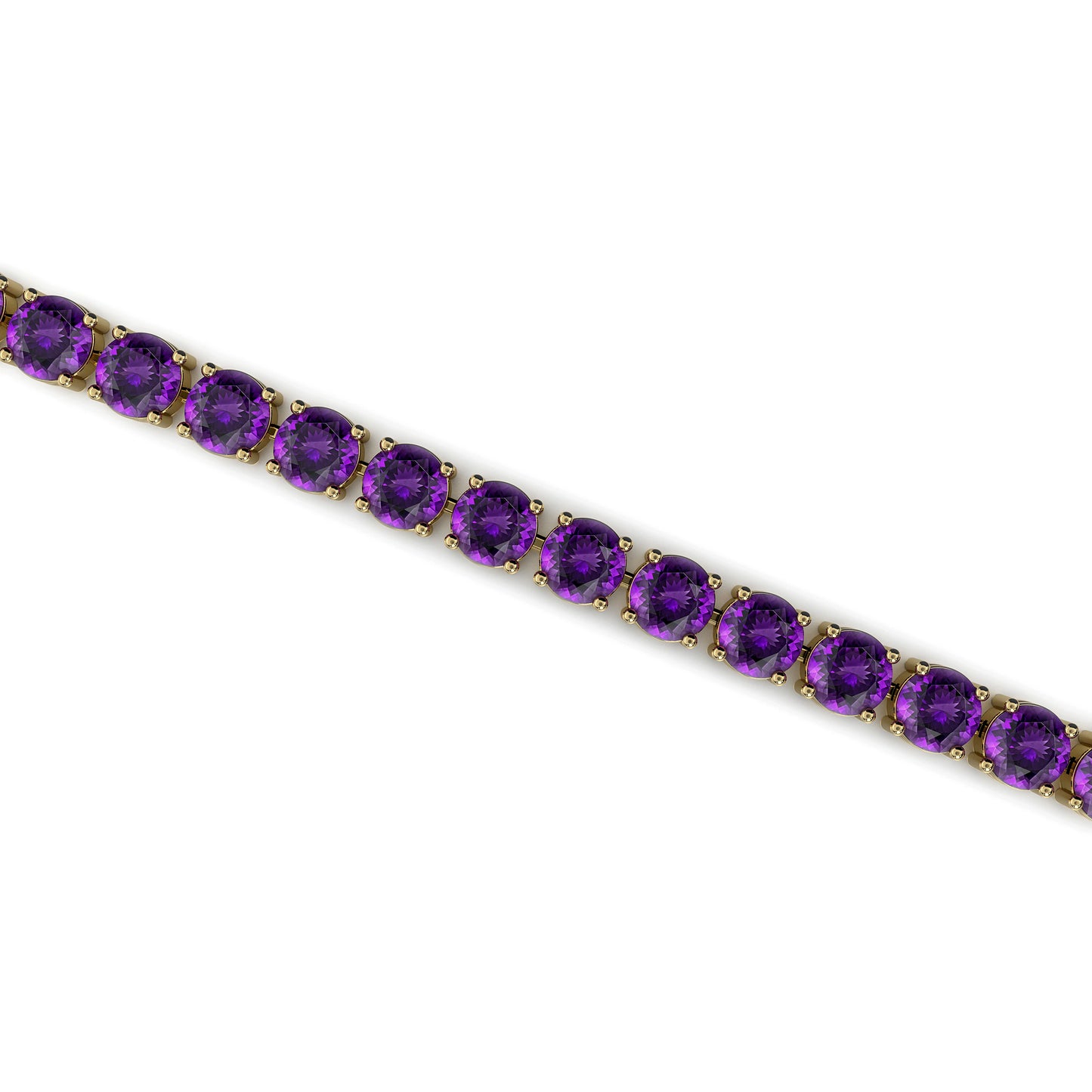 14Kt Pure Gold Natural Purple Amethyst Classic Tennis Chain Bracelet Luxury Fine Jewelry Gift for Party Occasions Unisex