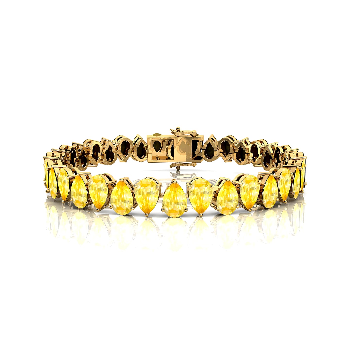 Women's Natural Yellow Sapphire Tennis Bracelet 14K Gold Pear Shaped Prong Setting 2025 Elegant Charm Gemstone Tennis Bracelets