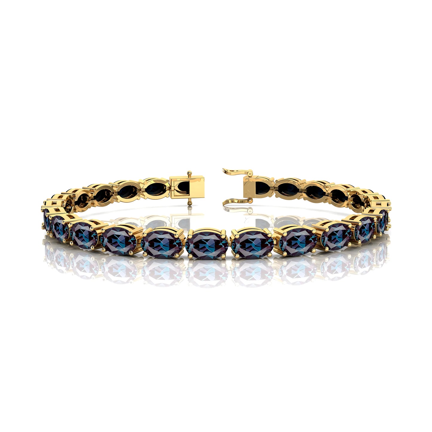 Unique Lab Grown Alexandrite Bracelet 14K Pure Gold Alexandrite Tennis Bracelet Bridal Wedding Women Alexandrite Chain Bracelet