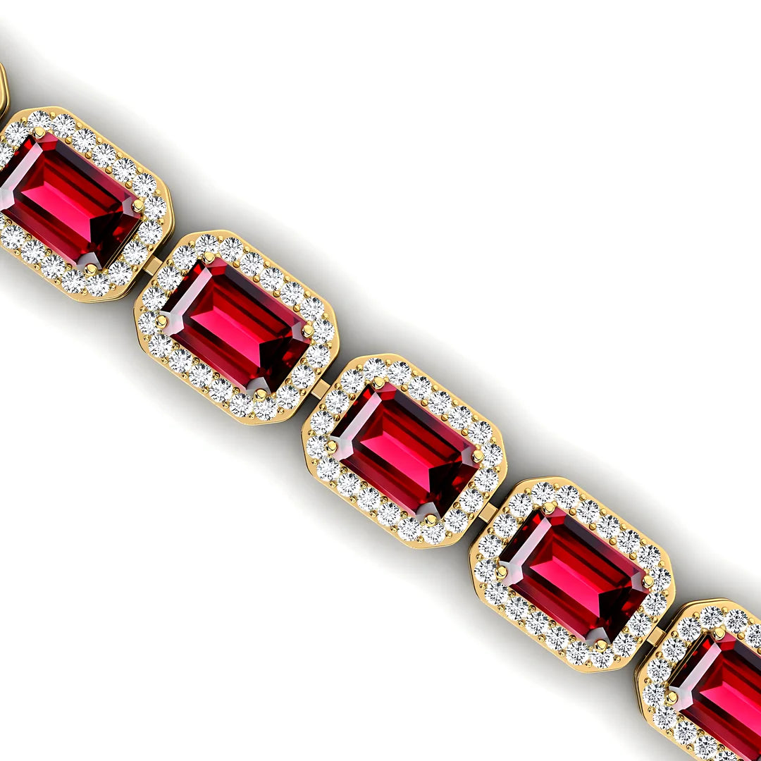 Premium Quality Trendy Luxury 14k Solid Gold Garnet Gemstone & Real Diamonds Tennis Bracelets for Men and Women Fine jewelry