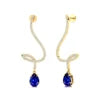18k Solid Gold Dangling Drop Earrings Pear Cut Lab Grown Blue Sapphire & Real Diamonds Earrings For Wedding and Anniversary ODM