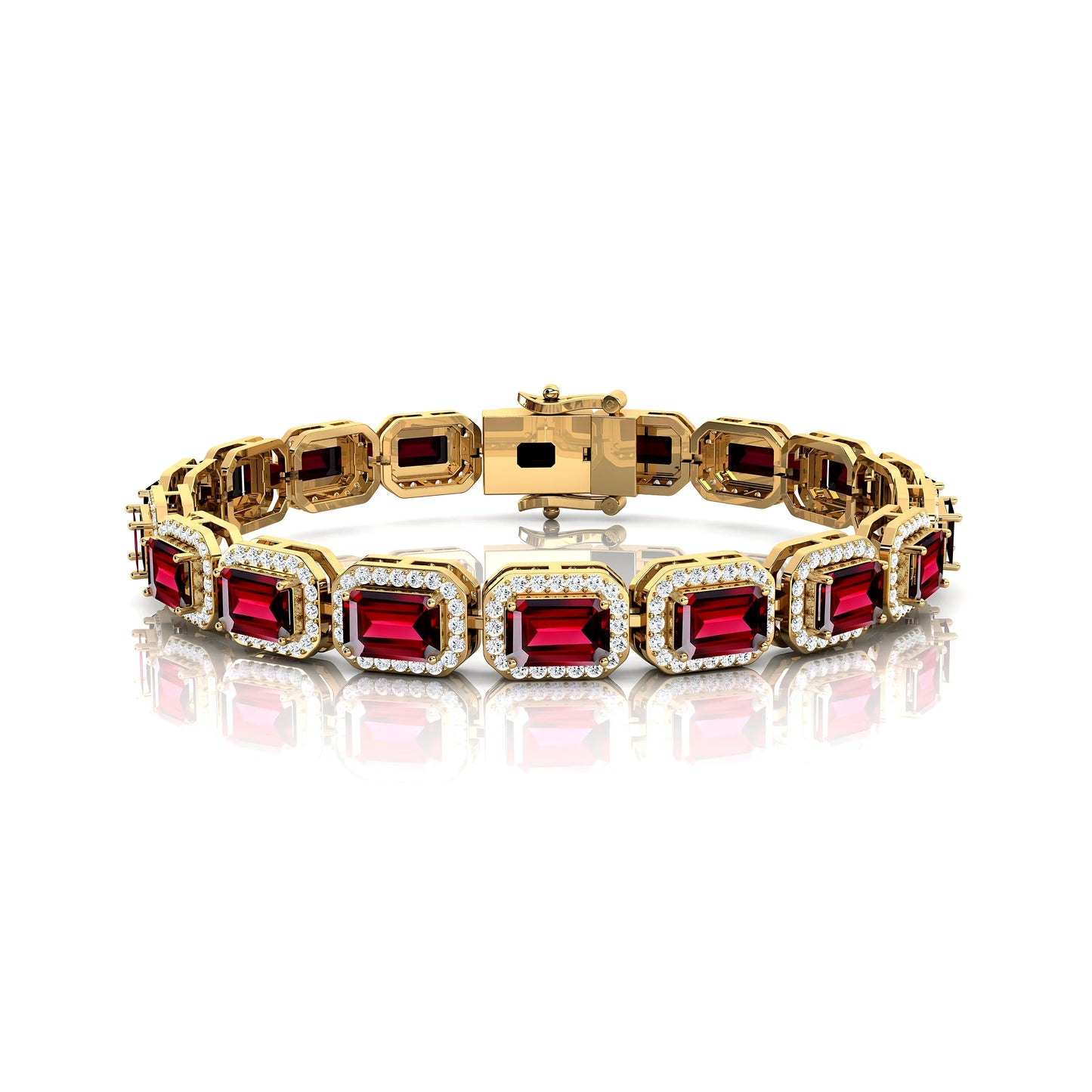 Premium Quality Trendy Luxury 14k Solid Gold Garnet Gemstone & Real Diamonds Tennis Bracelets for Men and Women Fine jewelry
