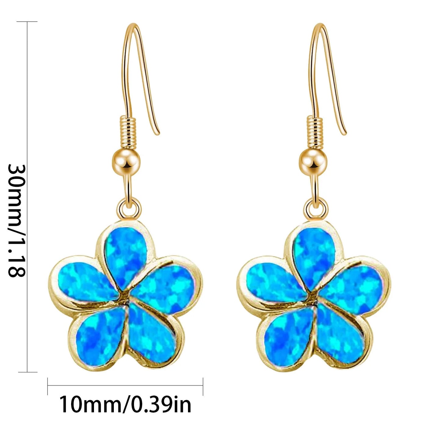 TikTok ins European and American style Opal blue women's Australian opal flower earrings Opal earrings wholesale
