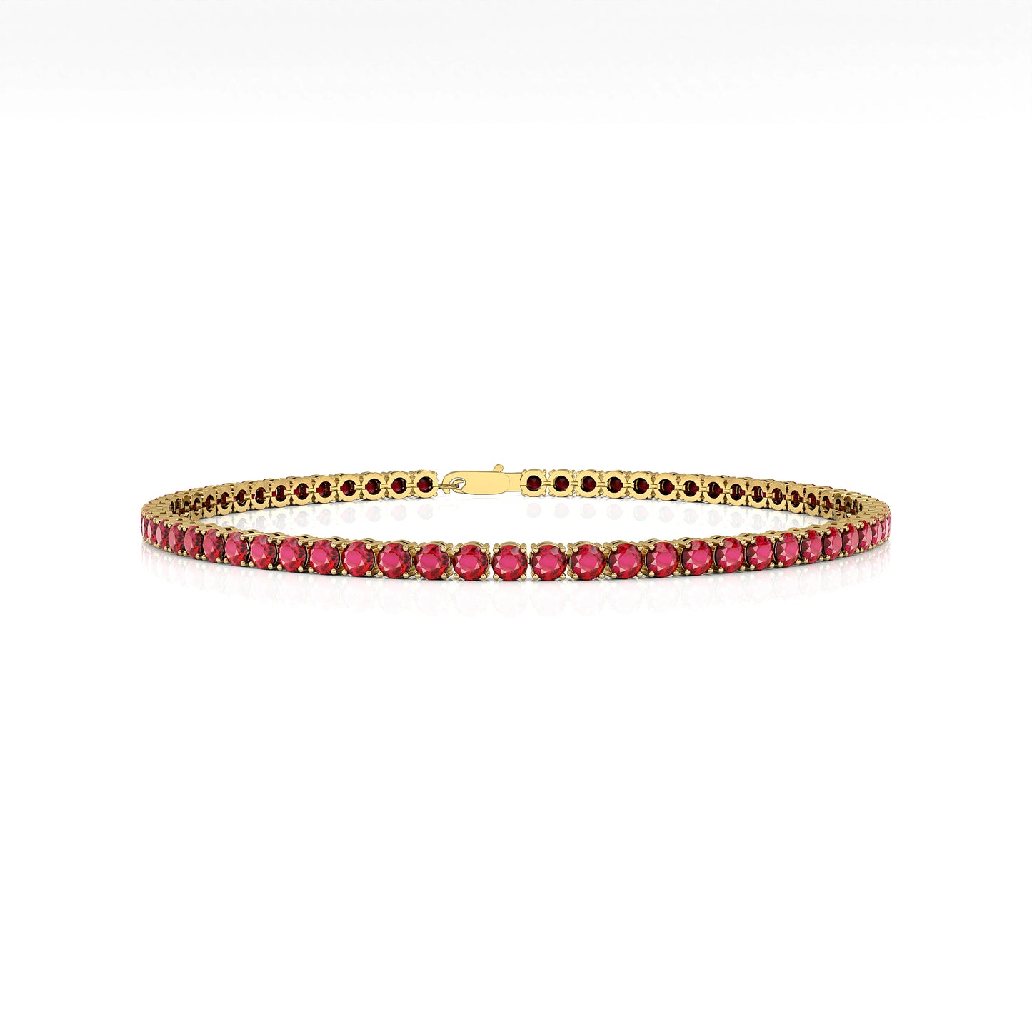 14K 18K Gold Natural Ruby 2mm Classic Tennis Bracelet Infinity Design Single Liner Stacking Jewelry Women's Wedding Gift