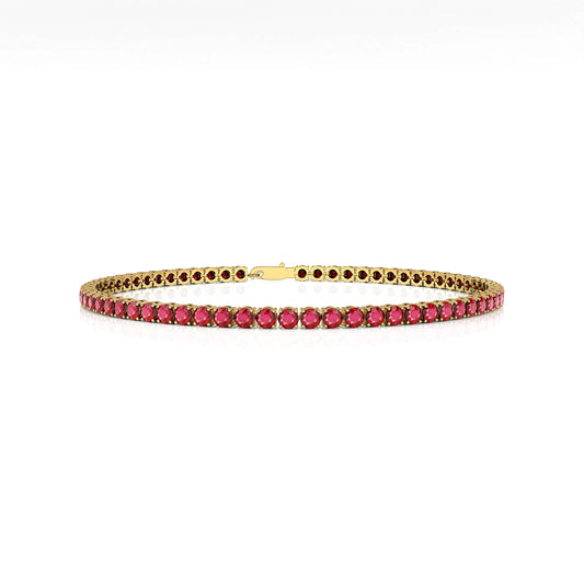 14K 18K Gold Natural Ruby 2mm Classic Tennis Bracelet Infinity Design Single Liner Stacking Jewelry Women's Wedding Gift